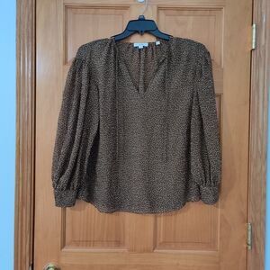 Vince Brown Polka Dot Starry Blouse Size SP